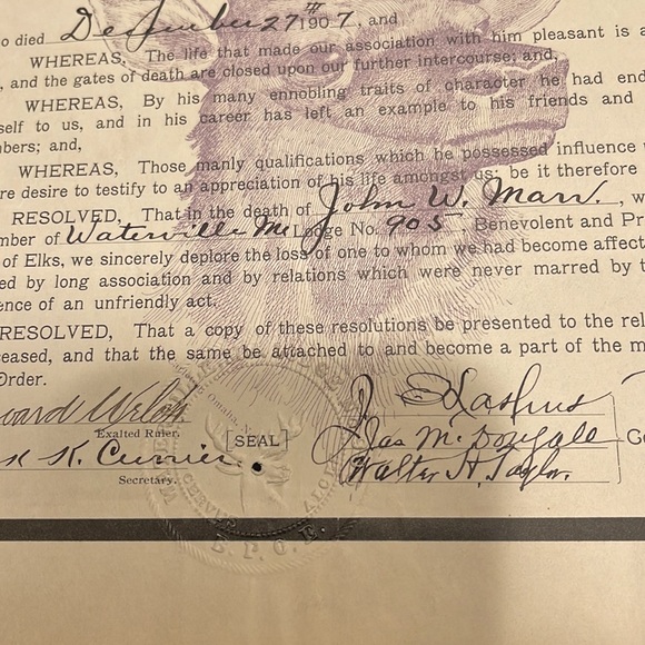 Antiquarian Ephemera: Benevolent and Protective Order of Elks, In Memoriam 1907 - Picture 3 of 4